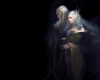 Together, black, man, girl, elf, the hobbit, lotr, woman, fantasy, couple, luminos, legolas HD wallpaper