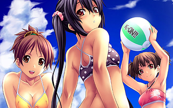 K-on at the beach, anime, female, beach, k-on, swimsuits HD wallpaper