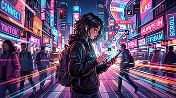 Neon City Scroll: — Addiction, Woman, Smart, Cyberpunk HD wallpaper