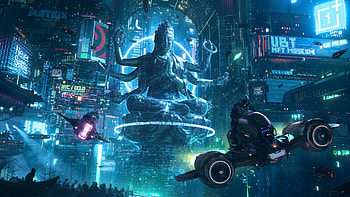 Shiva Cyberpunk HD wallpaper