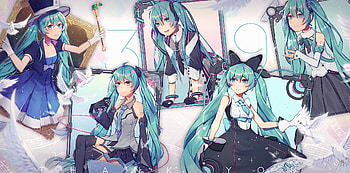 Hatsune miku, various moods, anime girl HD wallpaper