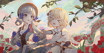 Kamisato Ayaka & Lumine, Lumine (Genshin Impact), Kamisato Ayaka (Genshin Impact), video game, Genshin Impact HD wallpaper