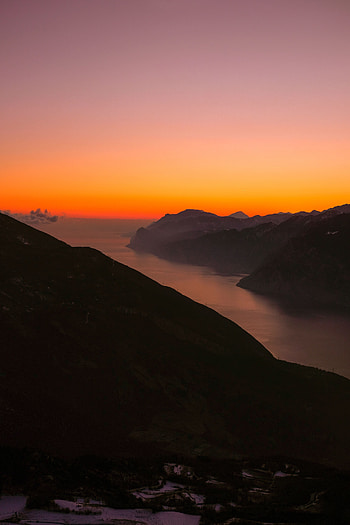 Nature, Sunset, Mountains, Italy, Lake, Fog HD phone wallpaper