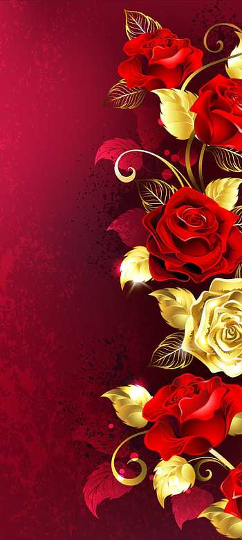 Abstract gold rose, hybrid tea rose, red, beautiful, flowers, premium, luxury, Golden HD phone wallpaper