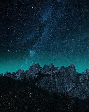 Nature, Stars, Night, Rocks, Starry Sky, Nebula HD phone wallpaper