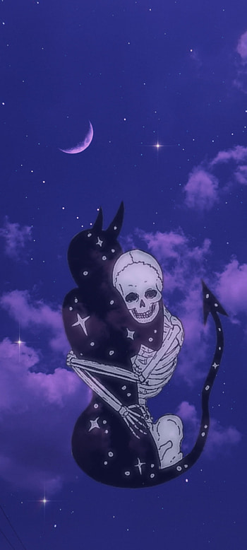 Support, aesthetic, cloud, skeleton, blue HD phone wallpaper