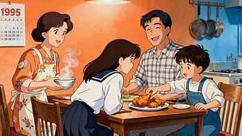Cozy Family Dinner —, Family Gathering, Meal, Anime, Kitchen HD wallpaper
