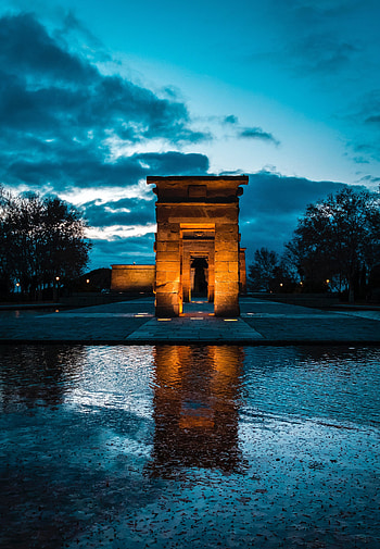 Cities, Evening, Spain, Madrid, Temple Of Debod, Temple Of The Debacle HD phone wallpaper
