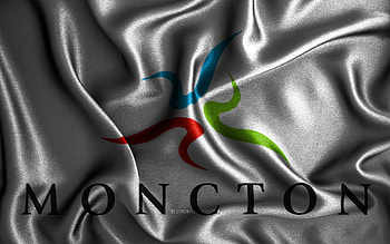 Moncton flag, , silk wavy flags, canadian cities, Day of Moncton, Flag of Moncton, fabric flags, 3D art, Moncton, cities of Canada, Moncton 3D flag HD wallpaper