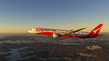 Qantas airline, Breathtaking views, Sydney skyline, Aviation enthusiasts HD wallpaper