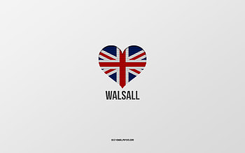I Love Walsall, British cities, Day of Walsall, gray background, United Kingdom, Walsall, British flag heart, favorite cities, Love Walsall HD wallpaper