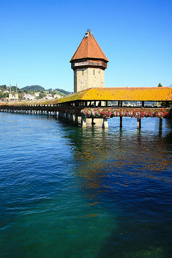 Chapel Bridge, Lucerne, Swiss bridge, Iconic structure HD phone wallpaper