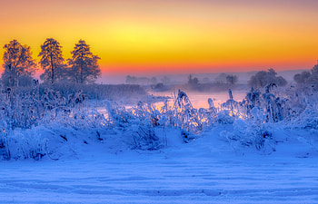 Winter Sunset Serenity: Poland’s Nature in, Poland, winter, nature, sunset, winter sunset HD wallpaper