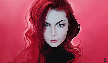 Redhead, gorgeous woman, art HD wallpaper