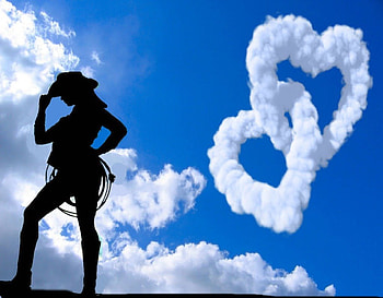Cowgirl Love, style, rodeo, art, beautiful, people, cowgirls, fashion, love, hearts, sky, models, western, silhouette HD wallpaper