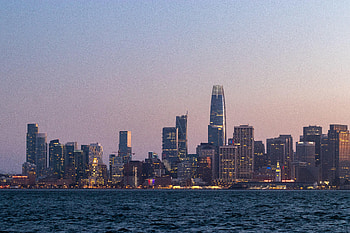 Cities, Sea, Twilight, City, Building, Skyscrapers, Dusk HD wallpaper