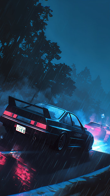 Dark Rainy Nights: JDM Anime , Anime, JDM, anime car, rain, Rain Anime HD phone wallpaper