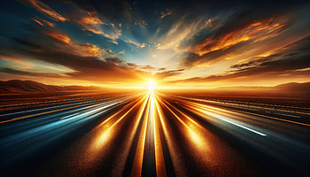Sunset Highway Bliss, highway, landscape, light trail HD wallpaper