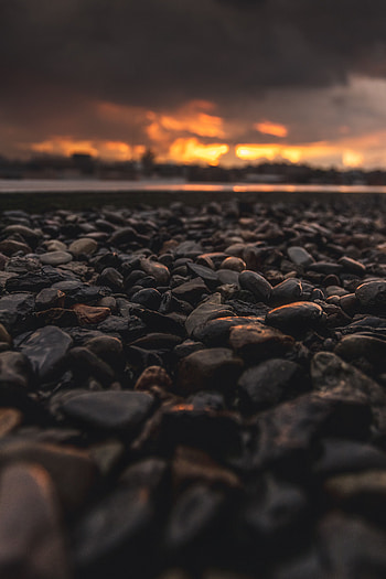 Nature, Stones, Twilight, Beach, Dark, Dusk HD phone wallpaper