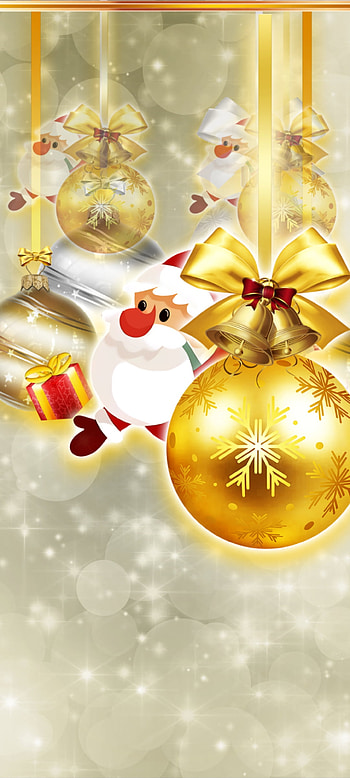 Christmas Santa Bell, gold, holiday ornament, Festival, premium, Luxury, Holiday, balls HD phone wallpaper