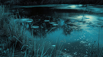 Mystic Blue Pond Duotone, pond, duotone, nature, water, night HD wallpaper