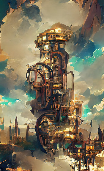 Steampunk castle, cloud, sky HD phone wallpaper
