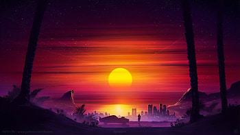 Far From City, sunset, city, artist, artwork, digital-art, deviantart HD wallpaper