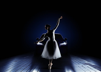 Jaguar, Cars, Lights, Car, Girl, Headlights, Ballerina HD wallpaper