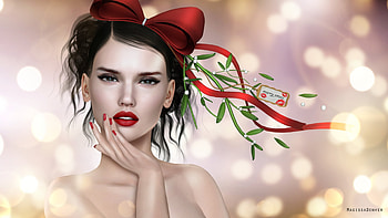 Girl, Luminos, Rendering, Bow HD wallpaper
