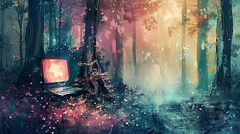 Enchanted Forest Laptop – Mystical Computer Background, computer, laptop HD wallpaper
