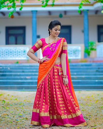 Sreemukhi, eye, sari HD phone wallpaper