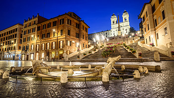 Spanish Steps, Rome's lights, Fountain of the Old Boat, City atmosphere HD wallpaper