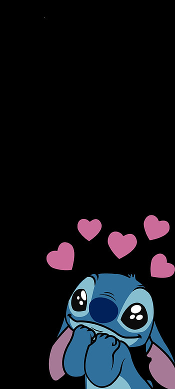 Stitch Love black, magenta, art HD phone wallpaper