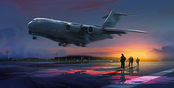 Runway , plane, artist, artwork, digital-art, artstation HD wallpaper