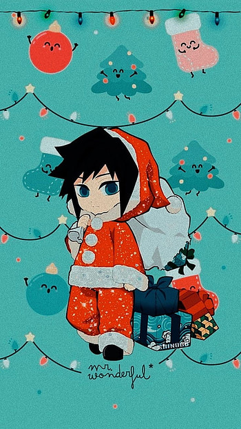 Tomioka Christmas, black, anime HD phone wallpaper