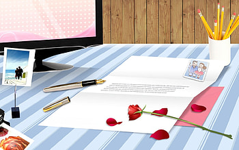 LOVE LETTER, letter, roses, love, communication, paper, pen HD wallpaper