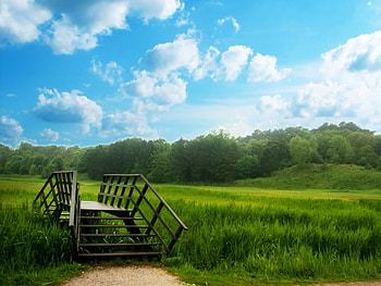Landscape, Bridges, Fields HD wallpaper