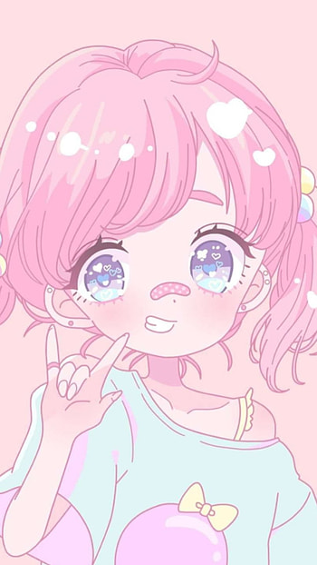 Cute pink girl anime, eye, nose, Draw, Loli HD phone wallpaper