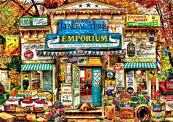 Brown's General Store F, architecture, art, beautiful, cityscape, illustration, shops, artwork, scenery, wide screen, stores, painting HD wallpaper