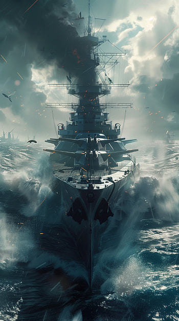 Majestic Battleship Storm , battle, ship, ocean HD phone wallpaper