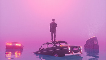 Feeling Down Moment , alone, artist, artwork, digital-art, pink, behance HD wallpaper