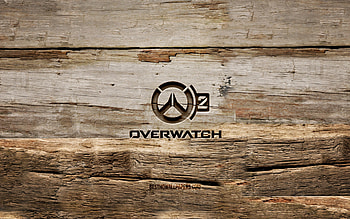 Overwatch 2 wooden logo, , wooden backgrounds, games brands, Overwatch 2 logo, creative, wood carving, Overwatch 2 HD wallpaper