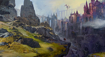 Epic Fantasy Cityscape, fantasy, city, fantasy city HD wallpaper