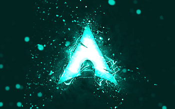 Arch Linux turquoise logo, , turquoise neon lights, creative, turquoise abstract background, Arch Linux logo, Linux, Arch Linux HD wallpaper