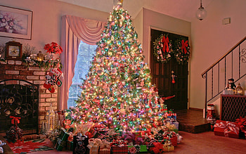 Christmas tree, Christmas Fireplace HD wallpaper