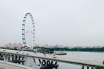 Cities, Rivers, Bridge, Ferris Wheel, Motorway, way HD wallpaper
