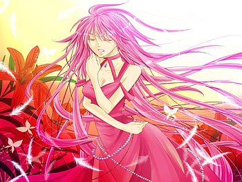 Megurine Luka, luka, awesome, cute, vocaloid, dress, beauty, nice, vocaloids, beautiful, pink hair, pink, anime, pretty, red, cool, megurine, flowers HD wallpaper