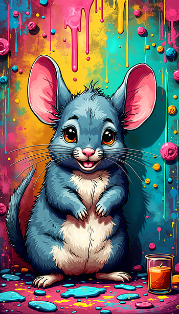 Colorful Chinchilla: A Playful , colorful, Digital Art HD phone wallpaper