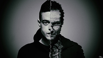 Mr Robot Glitch Art , mr-robot, tv-shows, artwork, monochrome, black-and-white HD wallpaper