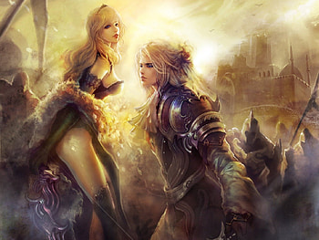 Fantasy Warriors, anime, cg, fantasy, warrior HD wallpaper